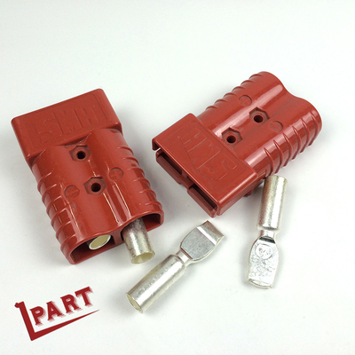 赤い電気フォークリフト電池は3Tプラグ350Aの付属品600Vを分ける